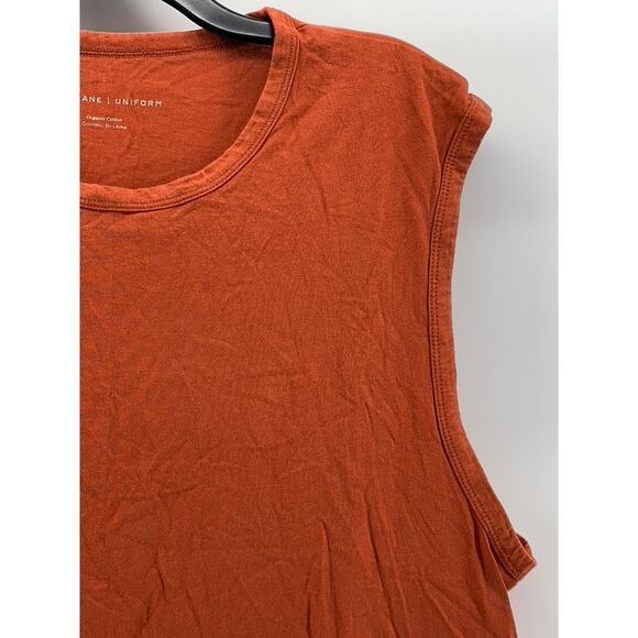 EVERLANE Women's Orange Crewneck Organic Cotton Uniform Tank Top SZ L - Picture 3 of 11